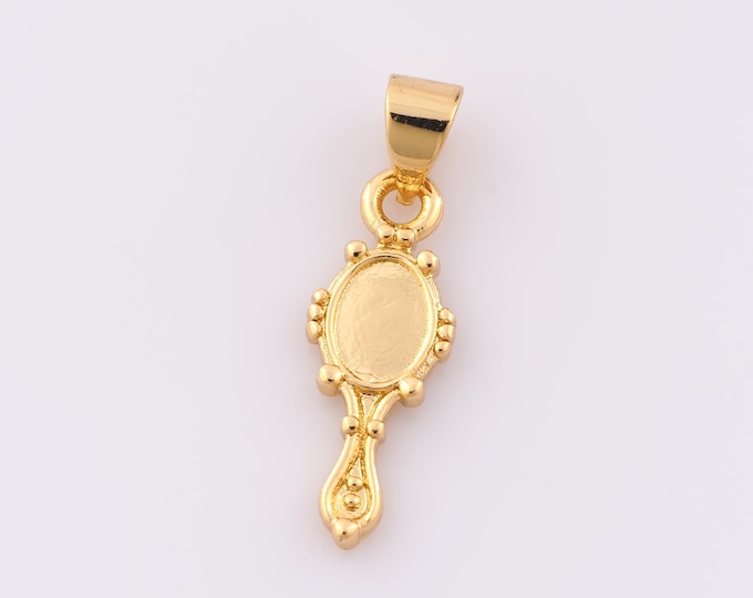 1 pcs Gold Mirror Pendant,18K Gold Filled Mirror Charm,Mirror Charm DIY Bracelet Necklace Jewelry Making Findings Supply