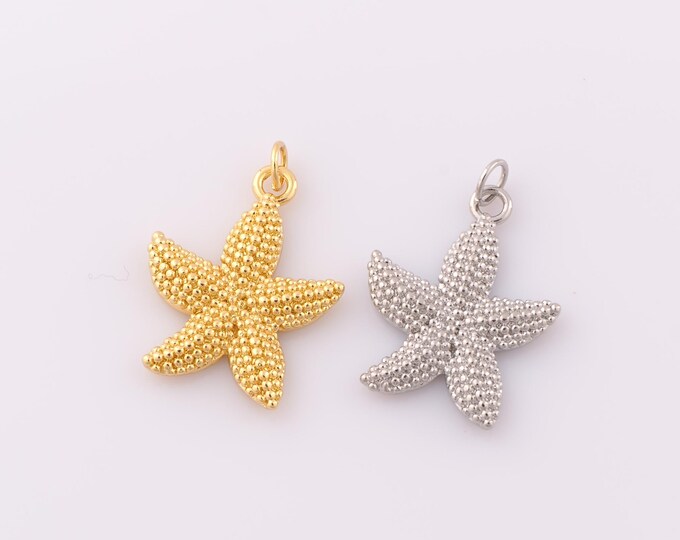 1 pcs Gold Starfish Pendant,18K Gold Filled Starfish Charm,Starfish Charm DIY Bracelet Necklace Jewelry Making Findings Supply