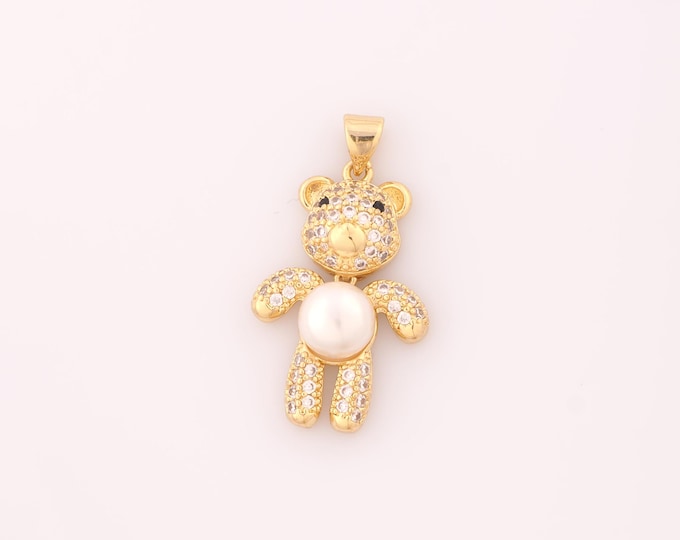 1 pcs Gold CZ Doll Pendant,18K Gold Filled Doll Charm,Doll Charms DIY Bracelet Necklace Jewelry Making Findings Supply