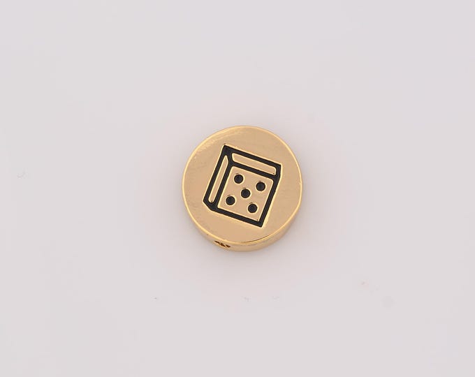1 pcs 18K Gold Filled Dice Spacer Beads,Flat Beads,Heart Beads for DIY Jewelry Making Findings Supply