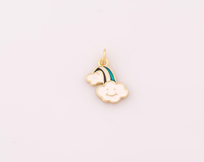 1 pcs Gold Enamel Rainbow Cloud Pendant,18K Gold Filled Cloud Charm,Rainbow Charms DIY Bracelet Necklace Jewelry Making Findings Supply
