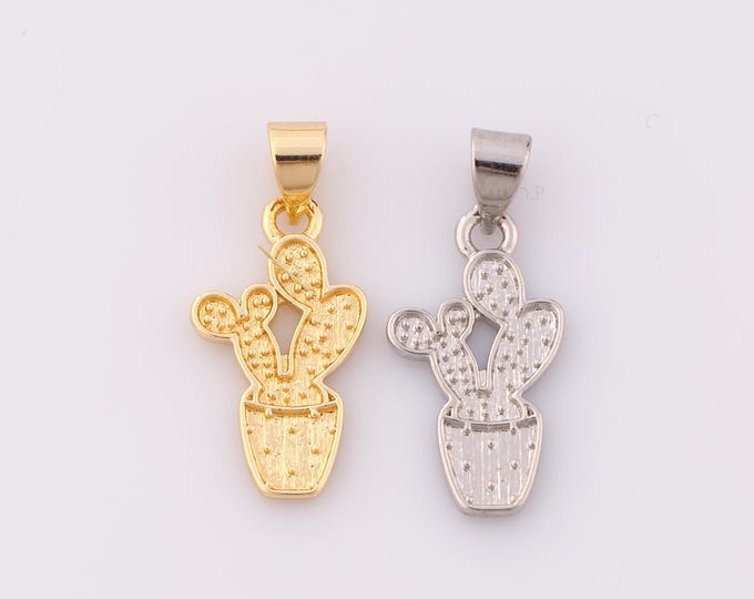 1 pcs Gold Cactus Pendant,18K Gold Filled Cactus Charm,Cactus Charm DIY Bracelet Necklace Jewelry Making Findings Supply