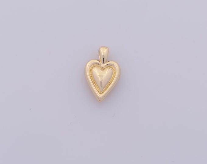 1 pcs Gold Heart Pendant,18K Gold Filled Love Charm,Heart Charms DIY Bracelet Necklace Jewelry Making Findings Supply