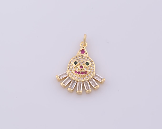 1 pcs Gold CZ Devil Pendant,18K Gold Filled Devil Charm,Devil Charms DIY Bracelet Necklace Jewelry Making Findings Supply