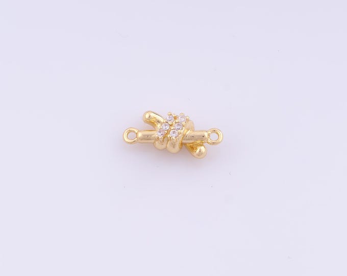 1 pcs Gold CZ Twist Connector,18K Gold Filled Twist Connector,Twist Connector DIY Bracelet Necklace Jewelry Making Findings Supply
