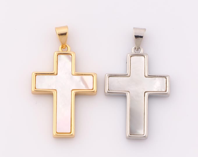 1 pcs Gold Fritillary Cross Pendant,18K Gold Filled Religious Charm,Christian Charm DIY Bracelet Necklace Jewelry Making Findings Supply
