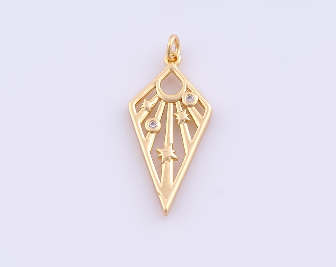1 pcs Gold CZ Sun Star Pendant,18K Gold Filled Celestial Charm,Sunburst Charms DIY Bracelet Necklace Jewelry Making Findings Supply