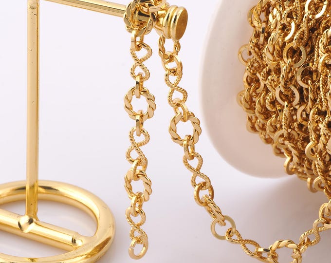 1 Meter Gold Figure 8 Chain, 18K Gold Filled Semi Finished Chain, Specialty Chains, DIY Jewelry Making Supplies