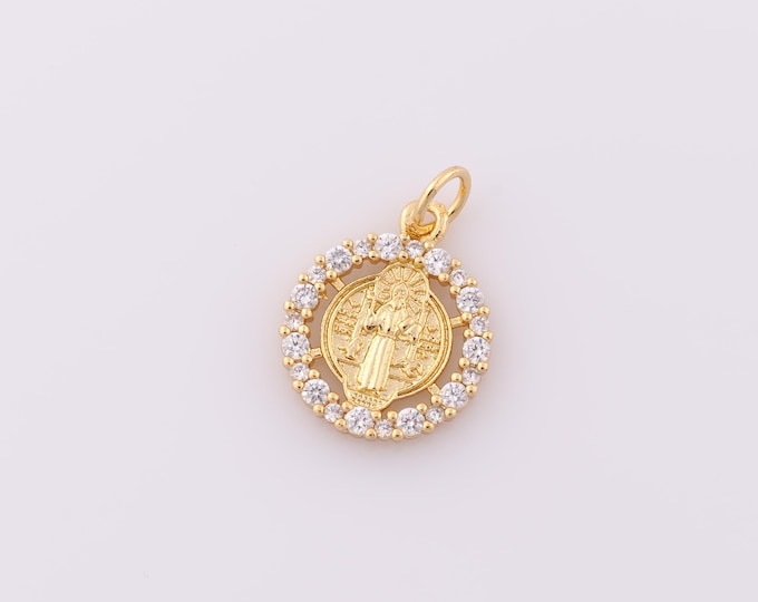 1 pcs Gold CZ Jesus Pendant,18K Gold Filled Religious Charm,Christian Charm DIY Bracelet Necklace Jewelry Making Findings Supply