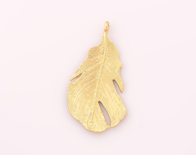 1 pcs Gold Leaf Pendant,18K Gold Filled Leaf Charm,Leaf Charms DIY Bracelet Necklace Jewelry Making Findings Supply