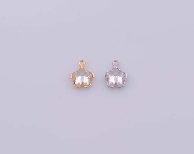 1 pcs Gold CZ Flower Pendant,18K Gold Filled Flower Charm,Flower Charms DIY Bracelet Necklace Jewelry Making Findings Supply