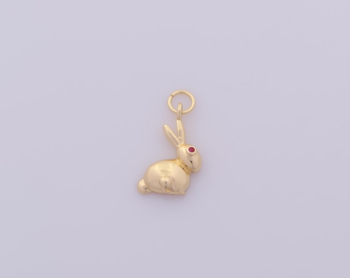 1 pcs Gold CZ Rabbit Pendant,18K Gold Filled Animal Charm,Rabbit Charms DIY Bracelet Necklace Jewelry Making Findings Supply