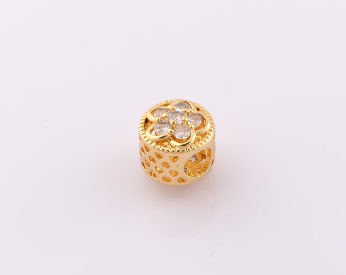 1 pcs 18K Gold Filled Flower Spacer Beads,Large Hole Beads,Flower Beads for DIY Jewelry Making Findings Supply