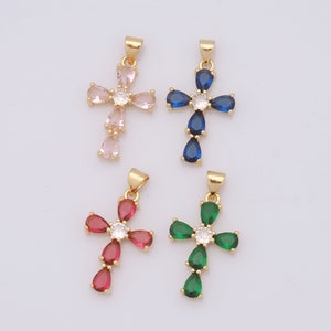 1 pcs Gold Religion Pendant,18K Gold Filled CZ Christian Charm,Cross Charm DIY Bracelet Necklace Jewelry Making Findings Supply