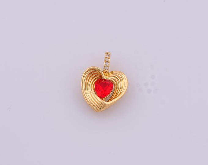 1 pcs Gold CZ Heart Pendant,18K Gold Filled Love Charm,Heart Charms DIY Bracelet Necklace Jewelry Making Findings Supply
