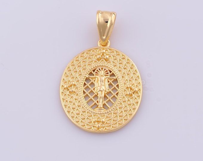 1 pcs Gold Victim Pendant,18K Gold Filled Religious Charm,Christian Charms DIY Bracelet Necklace Jewelry Making Findings Supply