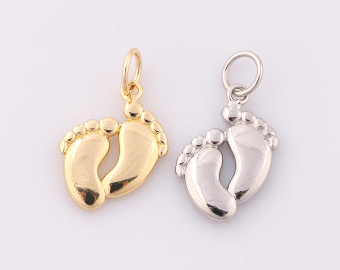 1 pcs Gold Foot Pendant,18K Gold Filled Foot Charm,Foot Charm DIY Bracelet Necklace Jewelry Making Findings Supply