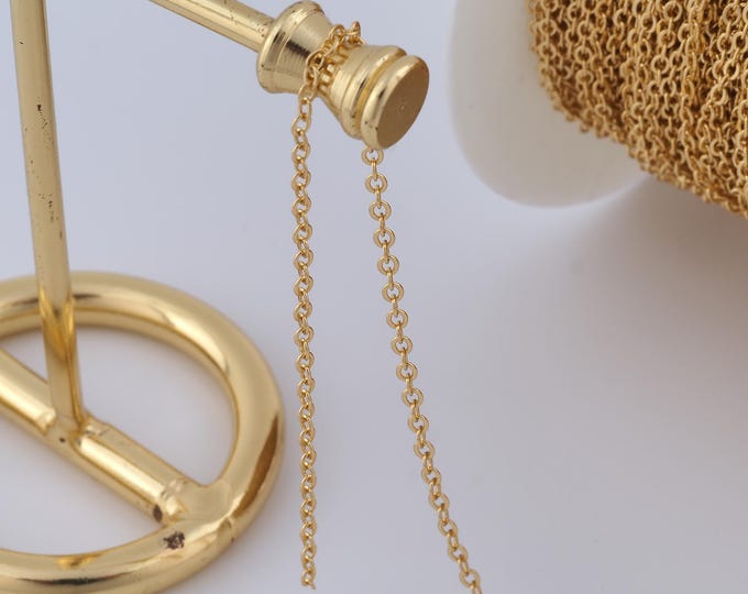 1 Meter Gold Cable Chain, 18K Gold Filled Semi Finished Chain, Specialty Chains, DIY Jewelry Making Supplies