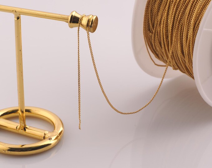 1 Meter Gold Curb Chain,18K Gold Filled Semi Finished Chain,Specialty Chains,DIY Jewelry Making Supplies