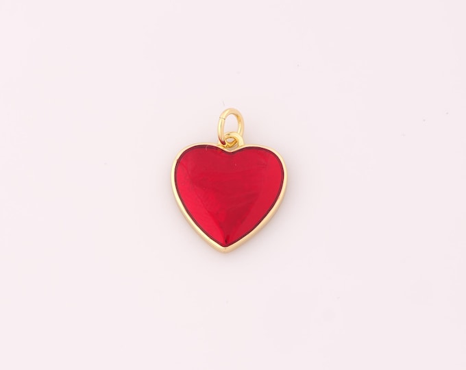 1 pcs Gold Enamel Heart Pendant,18K Gold Filled Love Charm,Heart Charms DIY Bracelet Necklace Jewelry Making Findings Supply