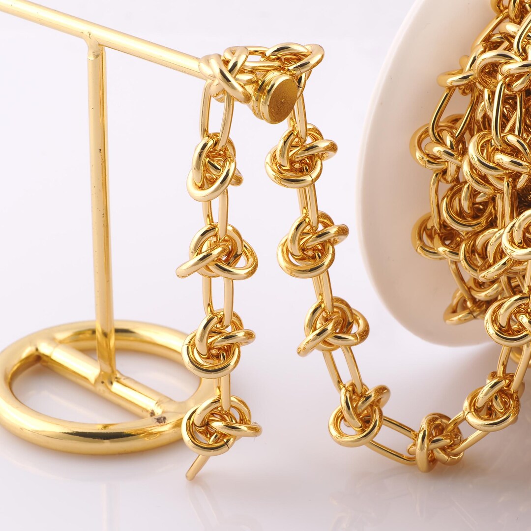 1 Meter Gold Knot Chain, 18K Gold Filled Semi Finished Chain, Specialty ...