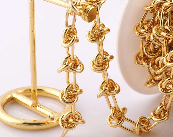 1 Meter Gold Knot Chain, 18K Gold Filled Semi Finished Chain, Specialty Chains, DIY Jewelry Making Supplies
