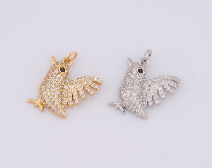 1 pcs Gold Bird Pendant,18K Gold Filled Animal Charm,Bird Charm DIY Bracelet Necklace Jewelry Making Findings Supply