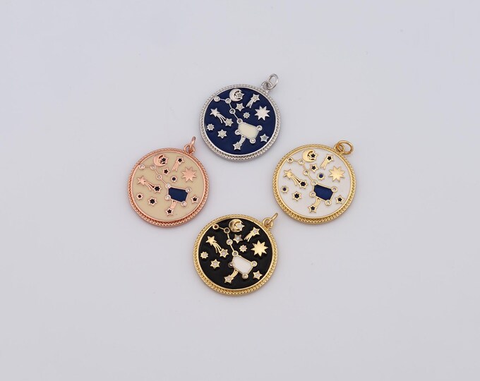 1 pcs Gold CZ Moon Pendant,18K Gold Filled Star Charm,Square Charm DIY Bracelet Necklace Jewelry Making Findings Supply
