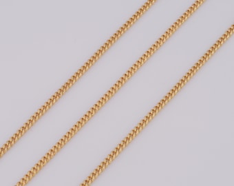 Cadena de bordillo de oro, cadena semiacabada llena de oro de 18K, cadenas especiales, suministros de fabricación de joyas diy