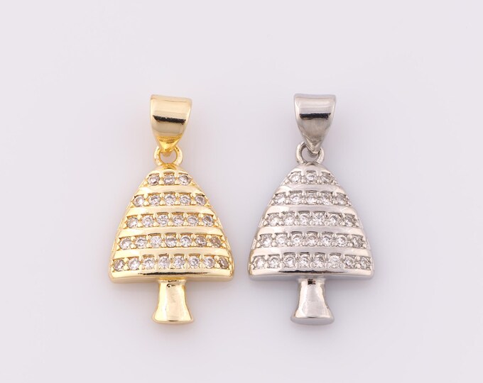 1 pcs Gold CZ Christmas Tree Pendant,18K Gold Filled Tree Charm,Christmas Tree Charm DIY Bracelet Necklace Jewelry Making Findings Supply