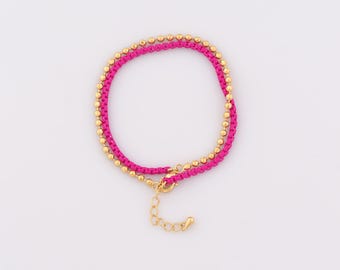 1 Str Gold Box Bracelet, 18K Gold Filled Beads Bracelet,Gift for Her