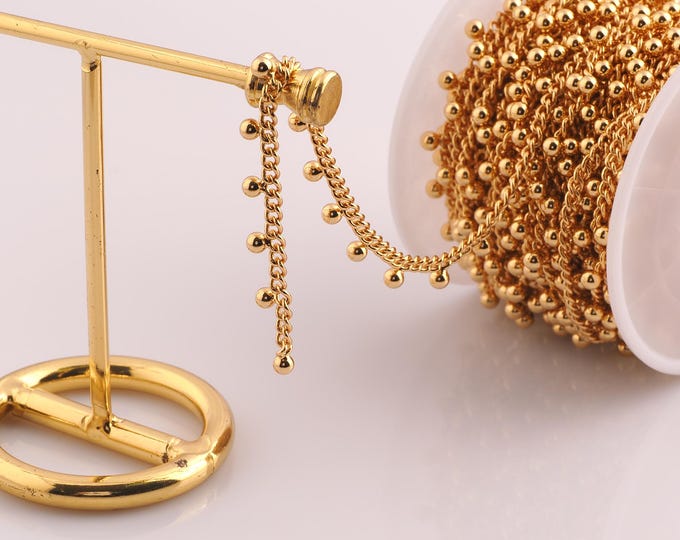 1 Meter Gold Ball Chain, 18K Gold Filled Semi Finished Chain, Specialty Chains, DIY Jewelry Making Supplies