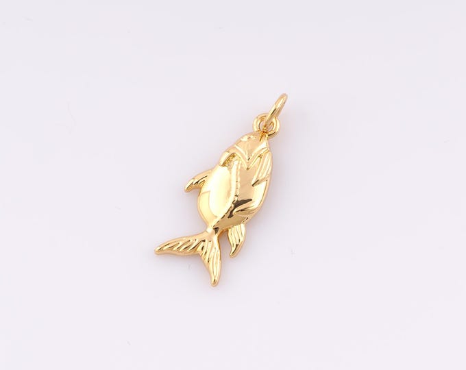 1 pcs Gold Fish Pendant,18K Gold Filled Marine Life Charm,Fish Charms,DIY Bracelet Necklace Jewelry Making Findings Supply