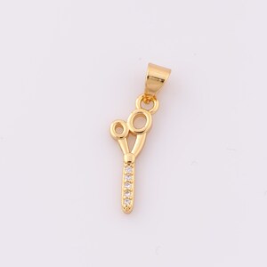 1 pcs Gold CZ Scissors Pendant,18K Gold Filled Scissors Charm,Scissors Charm DIY Bracelet Necklace Jewelry Making Findings Supply
