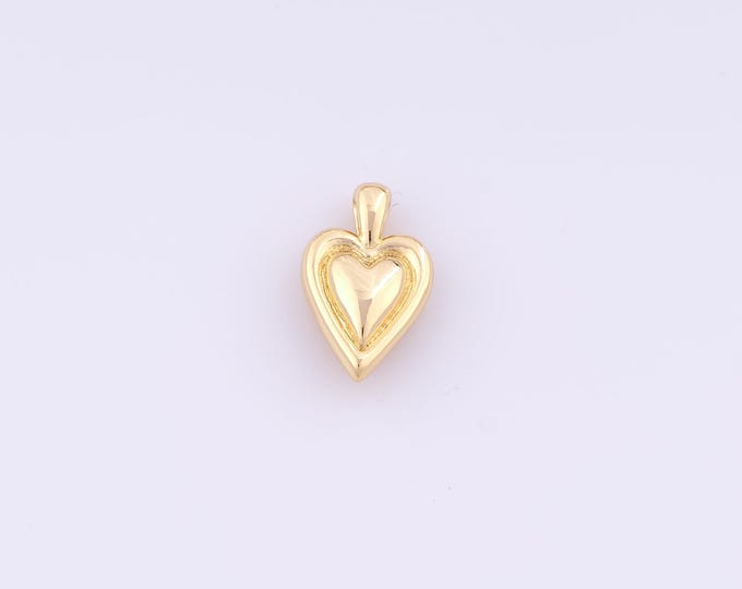 1 pcs Gold Heart Pendant,18K Gold Filled Love Charm,Heart Charms DIY Bracelet Necklace Jewelry Making Findings Supply