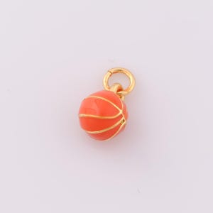 1 pcs Gold Enamel Basketball Pendant,18K Gold Filled Basketball Charm,Basketball Charm DIY Bracelet Necklace Jewelry Making Findings Supply