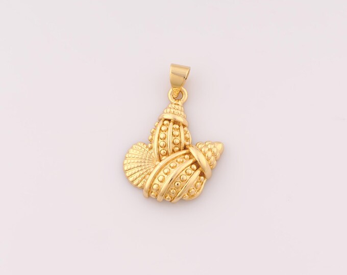1 pcs Gold Shell Pendant,18K Gold Filled Conch Charm,Oyster Charms DIY Bracelet Necklace Jewelry Making Findings Supply
