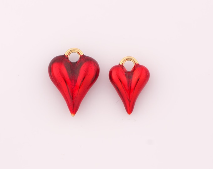 1 pcs Gold Enamel Puffed Heart Pendant,18K Gold Filled Heart Charm Puffed Heart Charms,DIY Bracelet Necklace Jewelry Making Findings Supply