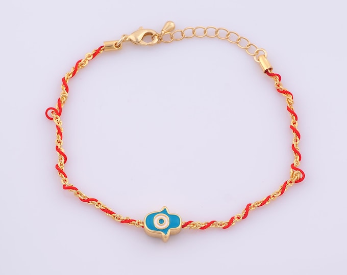 1 Str Gold Hamsa Bracelet,18K Gold Filled Cable Bracelet,Chain Bracelet,Gift for Her