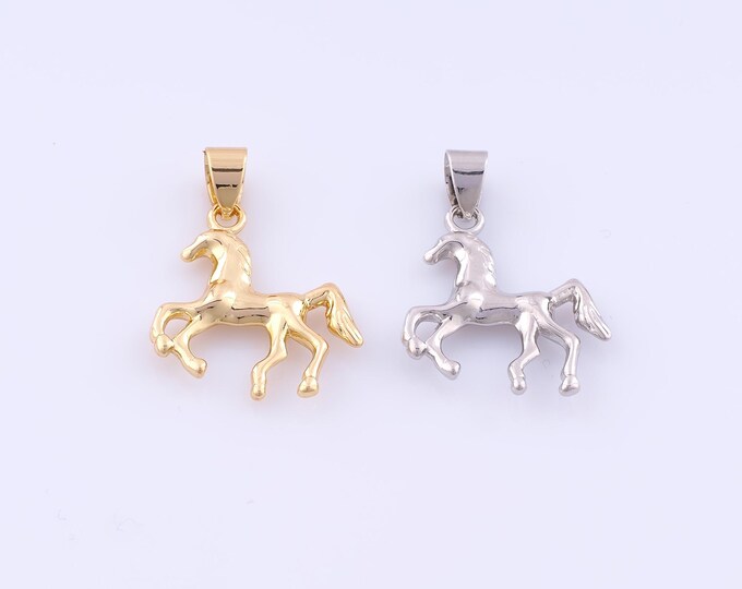 1 pcs Gold Horse Pendant,18K Gold Filled Animal Charm,Horse Charms DIY Bracelet Necklace Jewelry Making Findings Supply