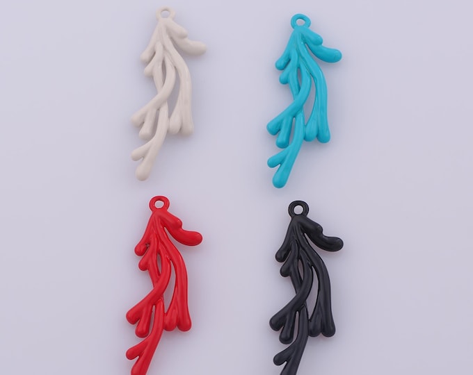 1 pcs Coral Pendant,Enamel Coral Charm,Coral Charms DIY Bracelet Necklace Jewelry Making Findings Supply