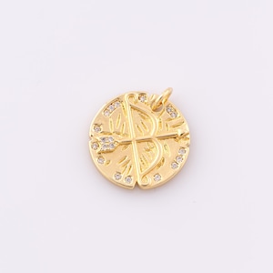 Gold CZ Bow and Arrow Pendant,18K Gold Filled Bow and Arrow Charm,Bow and Arrow Charm DIY Bracelet Necklace Jewelry Making Findings Supply