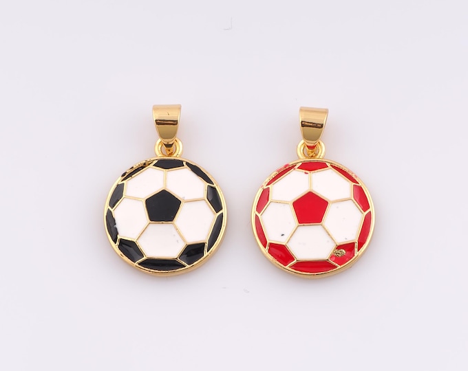 1 pcs Gold Enamel Football Pendant,18K Gold Filled Ball Charm Football Charms,DIY Bracelet Necklace Jewelry Making Findings Supply