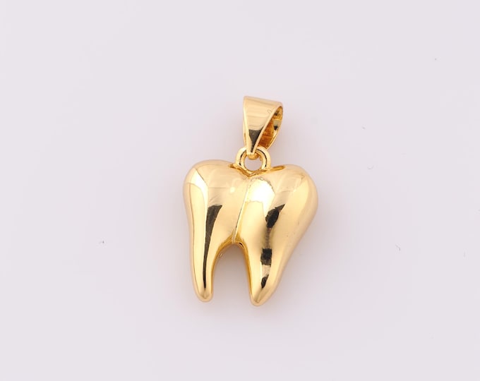 1 pcs Gold Tooth Pendant,18K Gold Filled Tooth Charm,Tooth Charm DIY Bracelet Necklace Jewelry Making Findings Supply