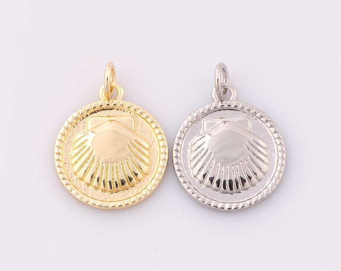 1 pcs Gold Shell Pendant,18K Gold Filled Minimalist Charm,Coin Charm DIY Bracelet Necklace Jewelry Making Findings Supply