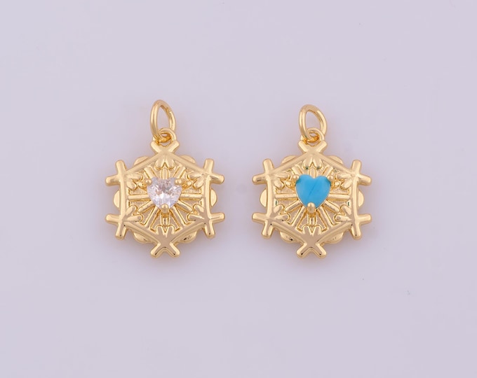 1 pcs Gold CZ Thorns Heart Pendant,18K Gold Filled Heart Charm,Thorns Heart Charms DIY Bracelet Necklace Jewelry Making Findings Supply