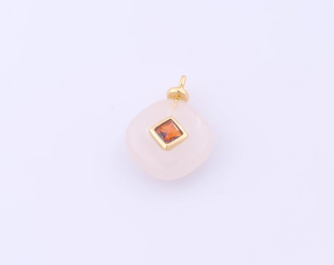 1 pcs Gold Energy Stone Pendant,18K Gold Filled Natural Stone Charm,Stone Charms DIY Bracelet Necklace Jewelry Making Findings Supply
