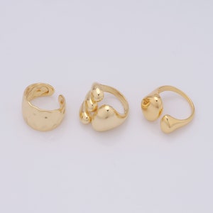 1 Pcs Gold Wide Rings,18K Gold Filled Open Rings,Personality Rings,Gift for Her