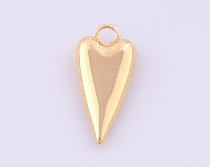 1 pcs Gold Puffed Heart Pendant,18K Gold Filled Love Charm,Heart Charms DIY Bracelet Necklace Jewelry Making Findings Supply