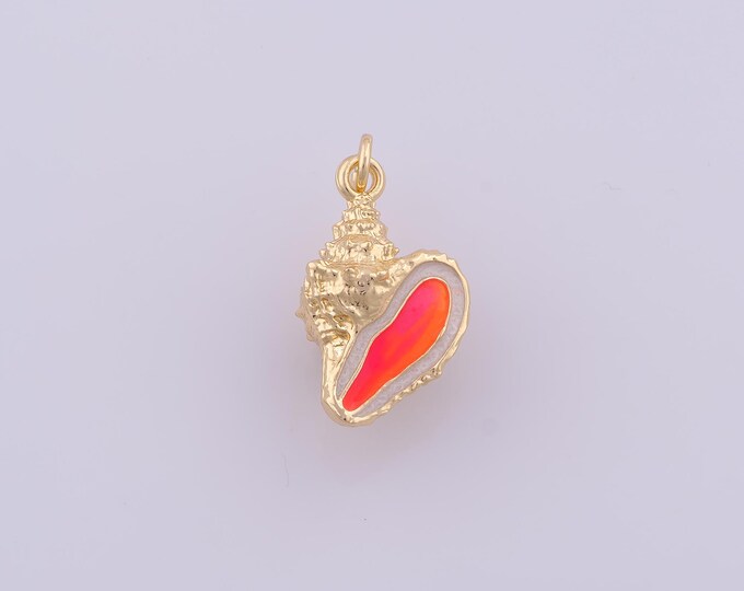 1 pcs Gold Enamel Conch Pendant,18K Gold Filled Conch Charm,Conch Charms DIY Bracelet Necklace Jewelry Making Findings Supply